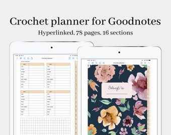 Digital crochet planner, Goodnotes crochet planner, digital crochet journal, ipad crochet planner