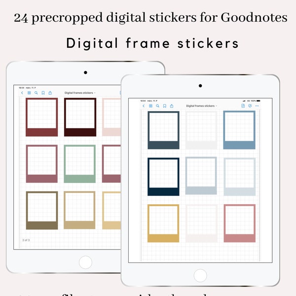 Autocollants numériques de cadre, autocollants de planificateur de cadre numérique, autocollants Goodnotes, autocollants de planification numérique, autocollants de ton bijou, cadres instantanés