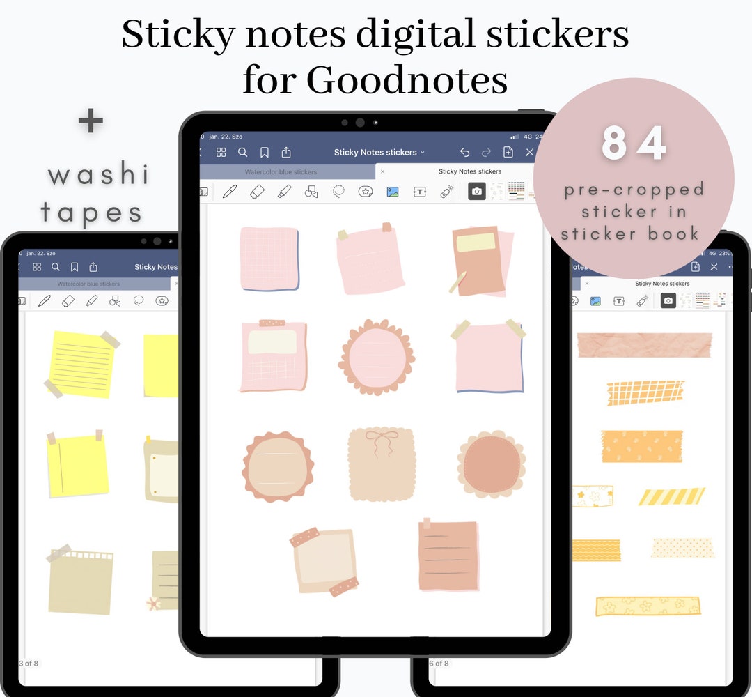 Pink Digital Stickers, Pink Digital Notes, Pink Digital Planner, Sticky ...