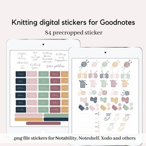 Digital planner stickers, knitting stickers for Goodnotes, digital stickers, digital planner, ipad stickers, ipad planner