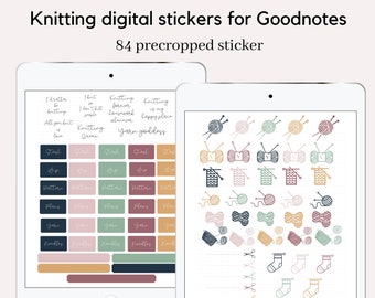 Digital planner stickers, knitting stickers for Goodnotes, digital stickers, digital planner, ipad stickers, ipad planner