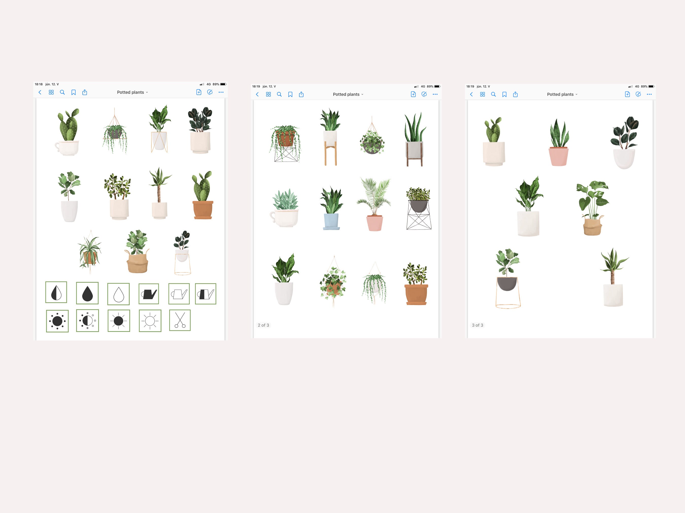 Virtual Plant Sticker Potted Plants Digital Stickers, Plants Digital Planner, Digital ...