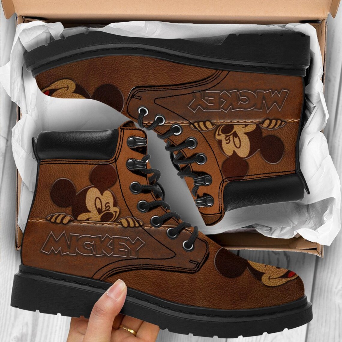 Mickey Mouse Boots Shoes Mickey Design Handcrafted Boot Etsy