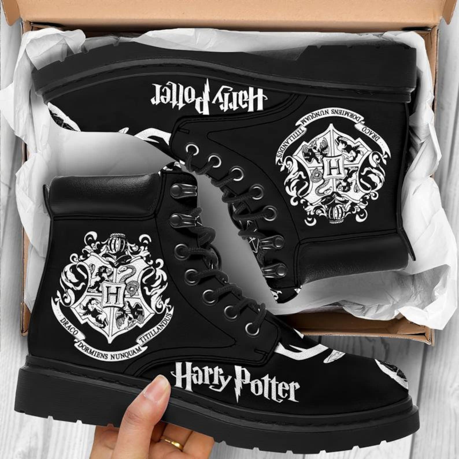 Harry Potter Boots Shoes Harry Potter Design Handcrafted Etsy