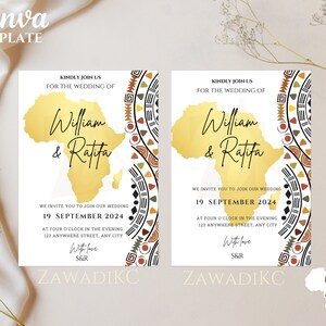 African Wedding Invitation, African Themed Wedding Invitations, African ...