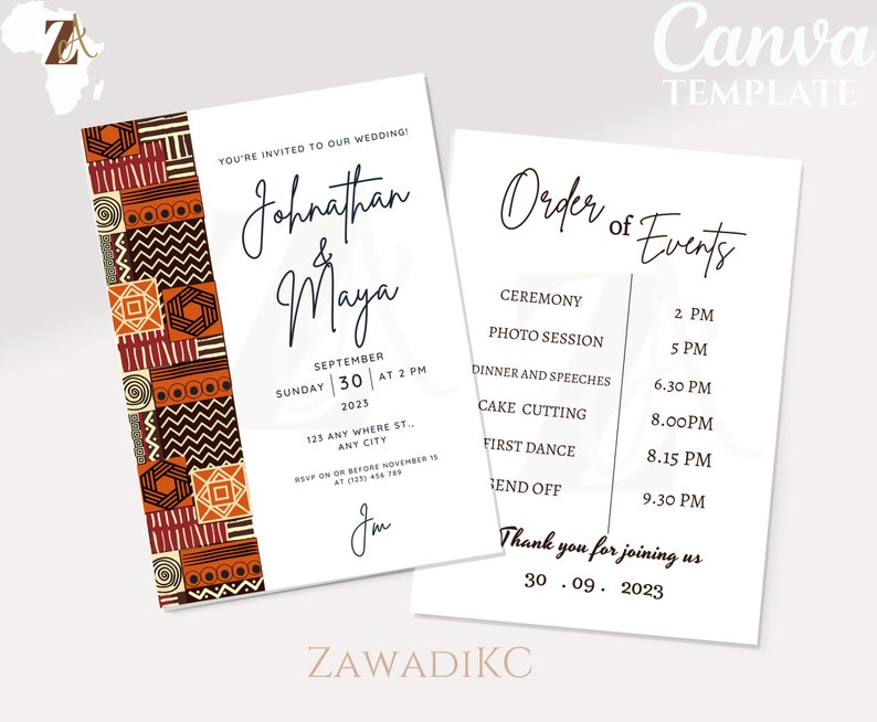 Wedding Invitation timeline Template Order of Events Ghanaian Wedding Invitation timeline Template Order of Events Ghanaian