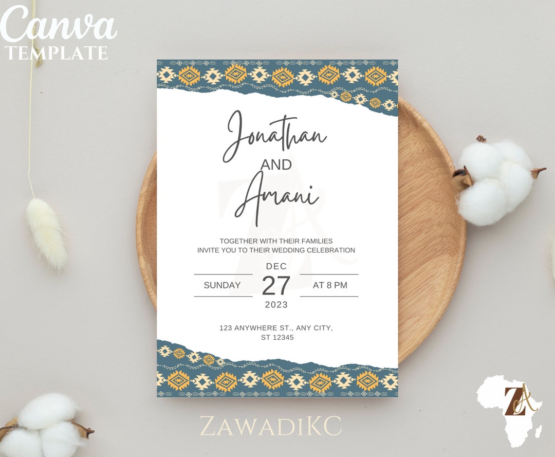 African Wedding Invitation, African Themed Wedding Invitations, African ...