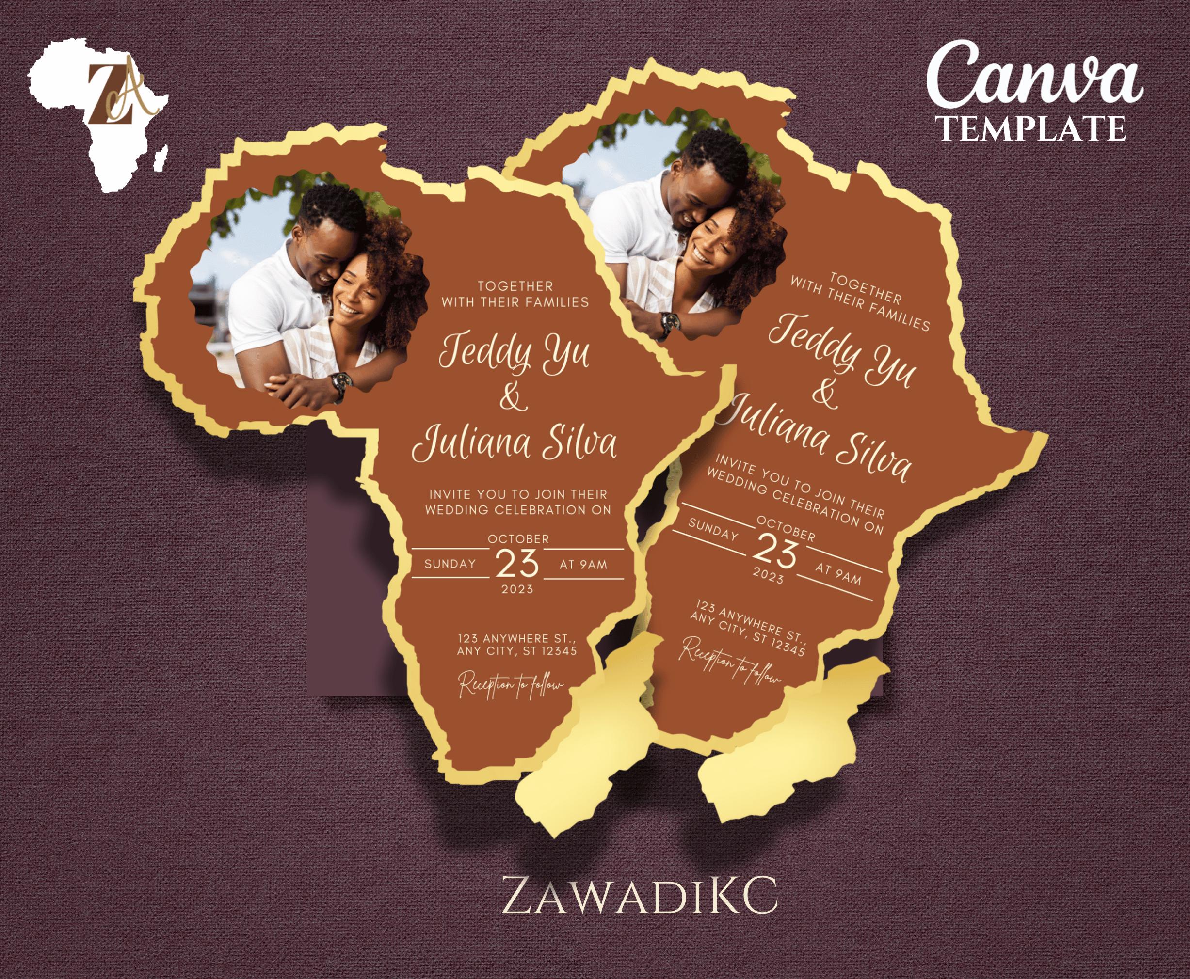 African Wedding Invitation, African Themed Wedding Invitations, African ...