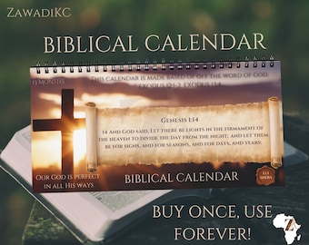 Biblical Desktop Calendar, 13 Month Calendar, Original Calendar, April New Year Calendar, April New year Gifts, Passover Gift Ideas