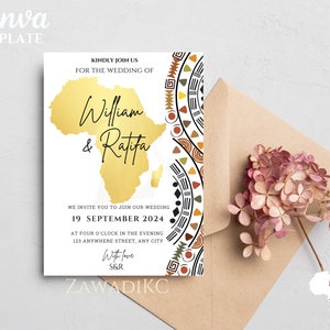 African Wedding Invitation, African Themed Wedding Invitations, African ...