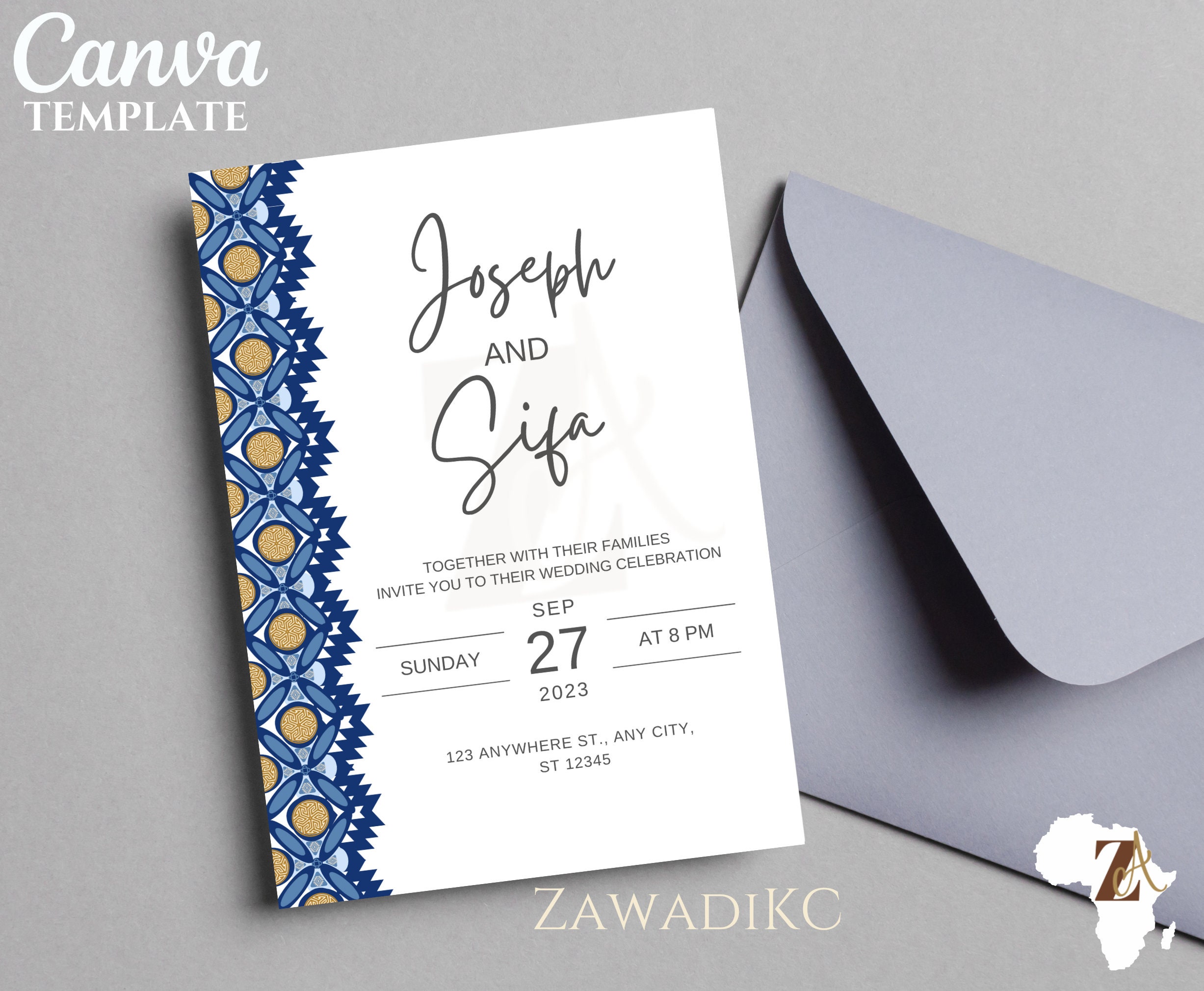 African Wedding Invitation, African Themed Wedding Invitations, African ...