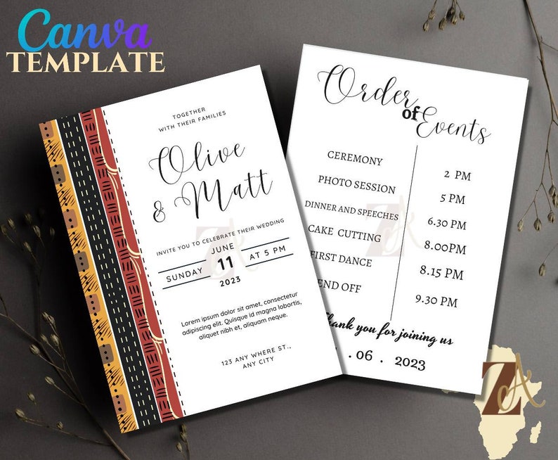 African Wedding Invitation, African Themed Wedding Invitations, African ...