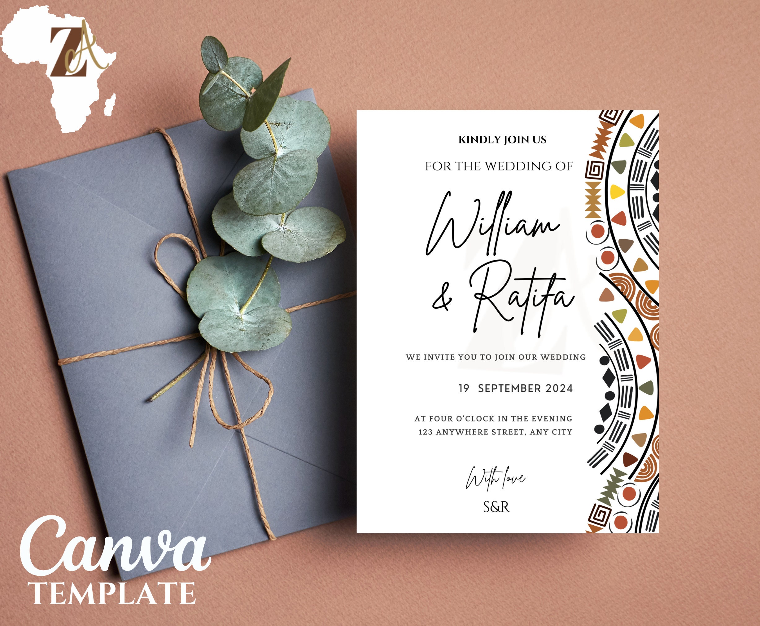 African Wedding Invitation, African Themed Wedding Invitations, African ...