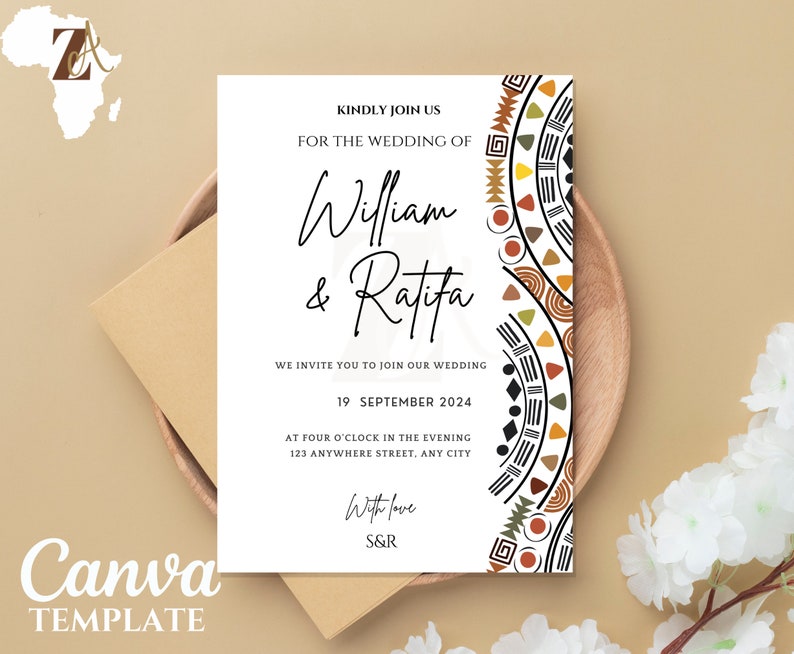 African Wedding Invitation, African Themed Wedding Invitations, African ...