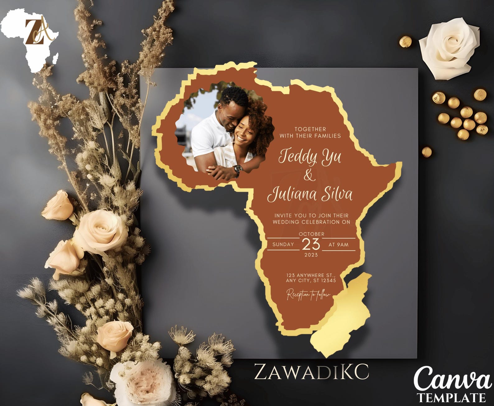 African Wedding Invitation, African Themed Wedding Invitations, African ...