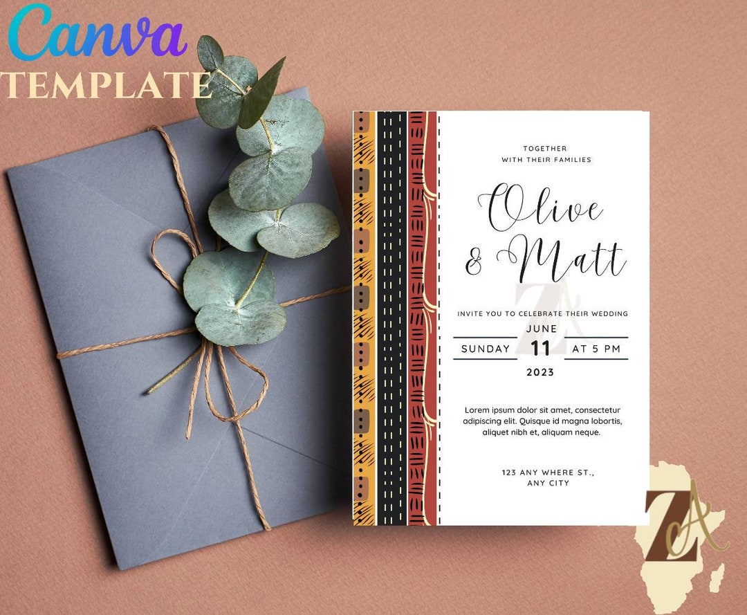 African Wedding Invitation, African Themed Wedding Invitations, African ...