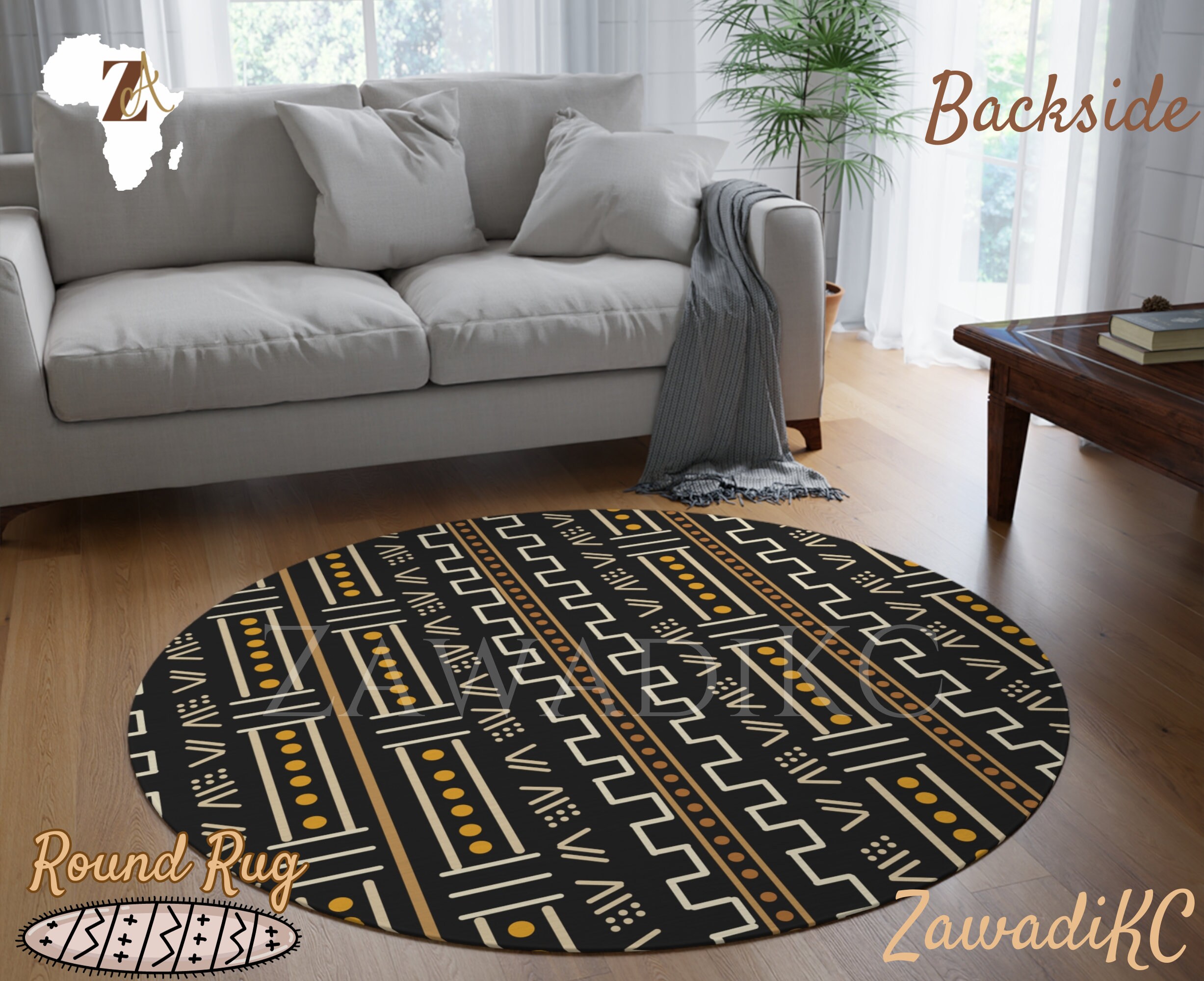 African Mud Cloth Style Rust and Beige Rug - Kayarize