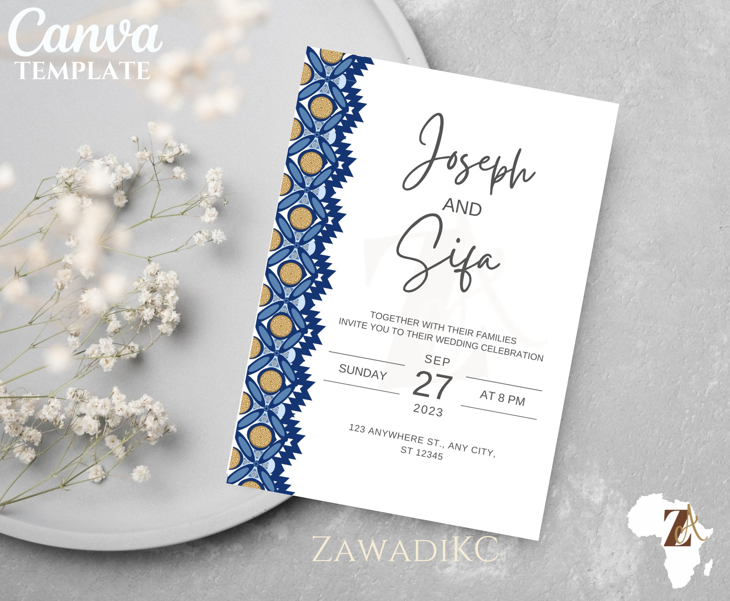 African Wedding Invitation, African Themed Wedding Invitations, African ...