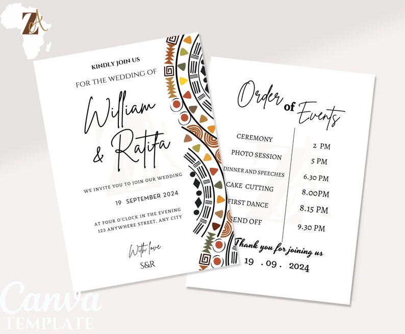 African Wedding Invitation, African Themed Wedding Invitations, African ...