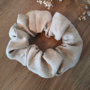 Linen Scrunchie, Hemp Hairband, Plastic Free Hair Accessories, No Breakage Hair Tie, Large Scrunchie, Eco Elastic, Sustainable Gift for Her