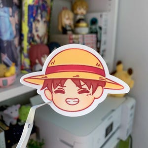 One Piece Anime Monkey D Luffy Straw Hat Pirate Vinyl Decal Die-cut Sticker for Planner, Journal, Notebooks, Laptops, Kindles, Gifts