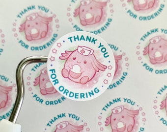 Stickers ronds Merci pour les petites entreprises - Joy Chansey, infirmière Pokémon