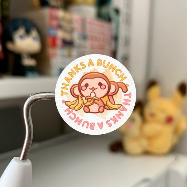 Thank you Labels Round Stickers for Small Business - Thanks a Bunch Cute Banana Monkey