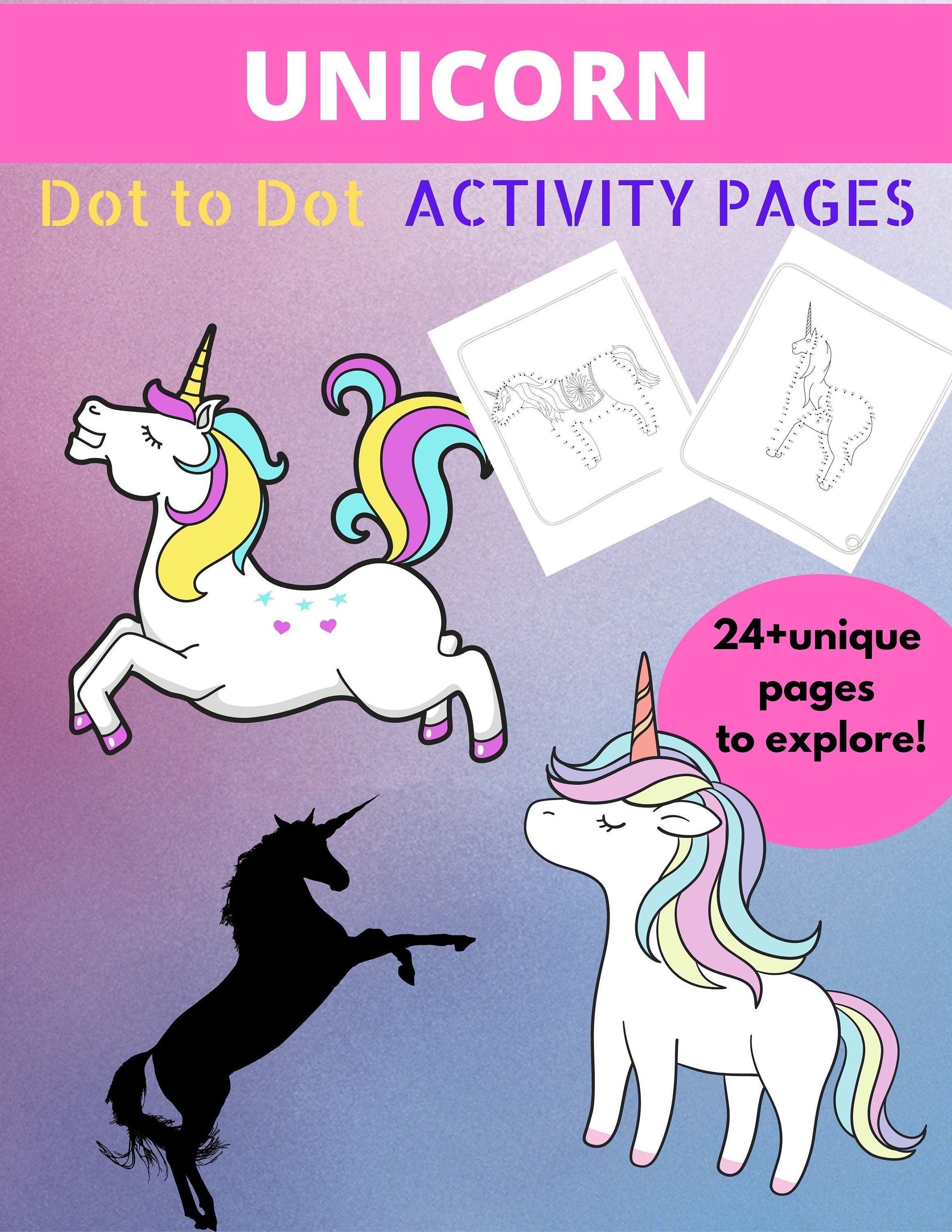 Unicorn PRINTABLE Dot to Dot Activity book for kids | Etsy