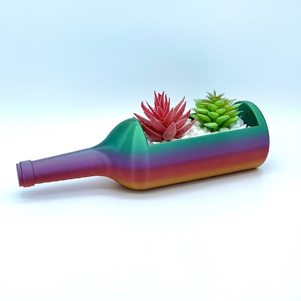 Wine Bottle Planter | Wine Bottle Dish | 3D Printed Wine Bottle