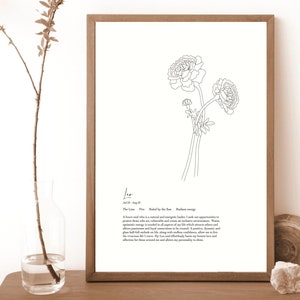 Leo Marigold Wall Art, Star Sign Poster, Zodiac, Digital Printable Art