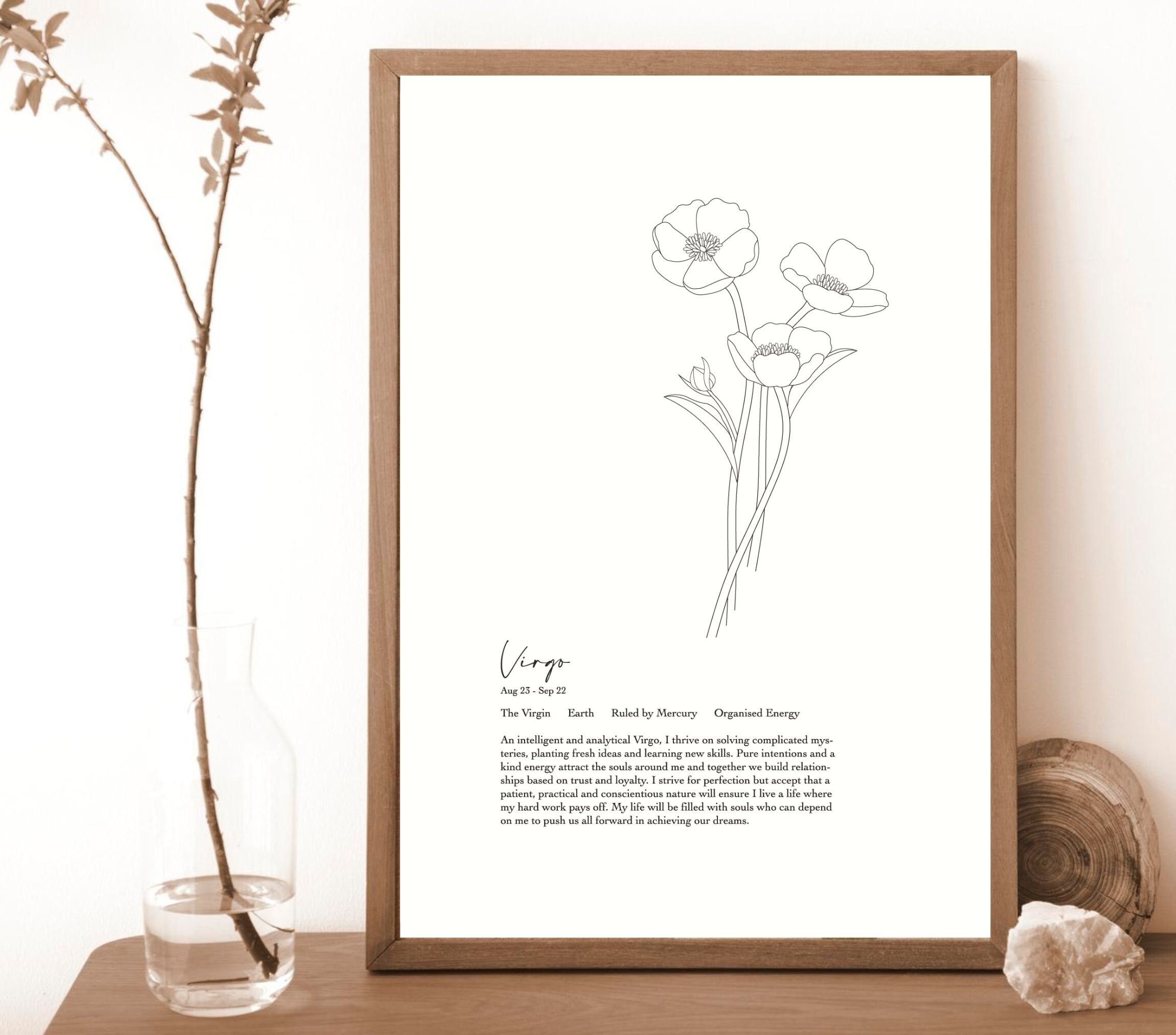 Virgo Buttercup Wall Art, Star Sign Poster, Zodiac, Digital Printable