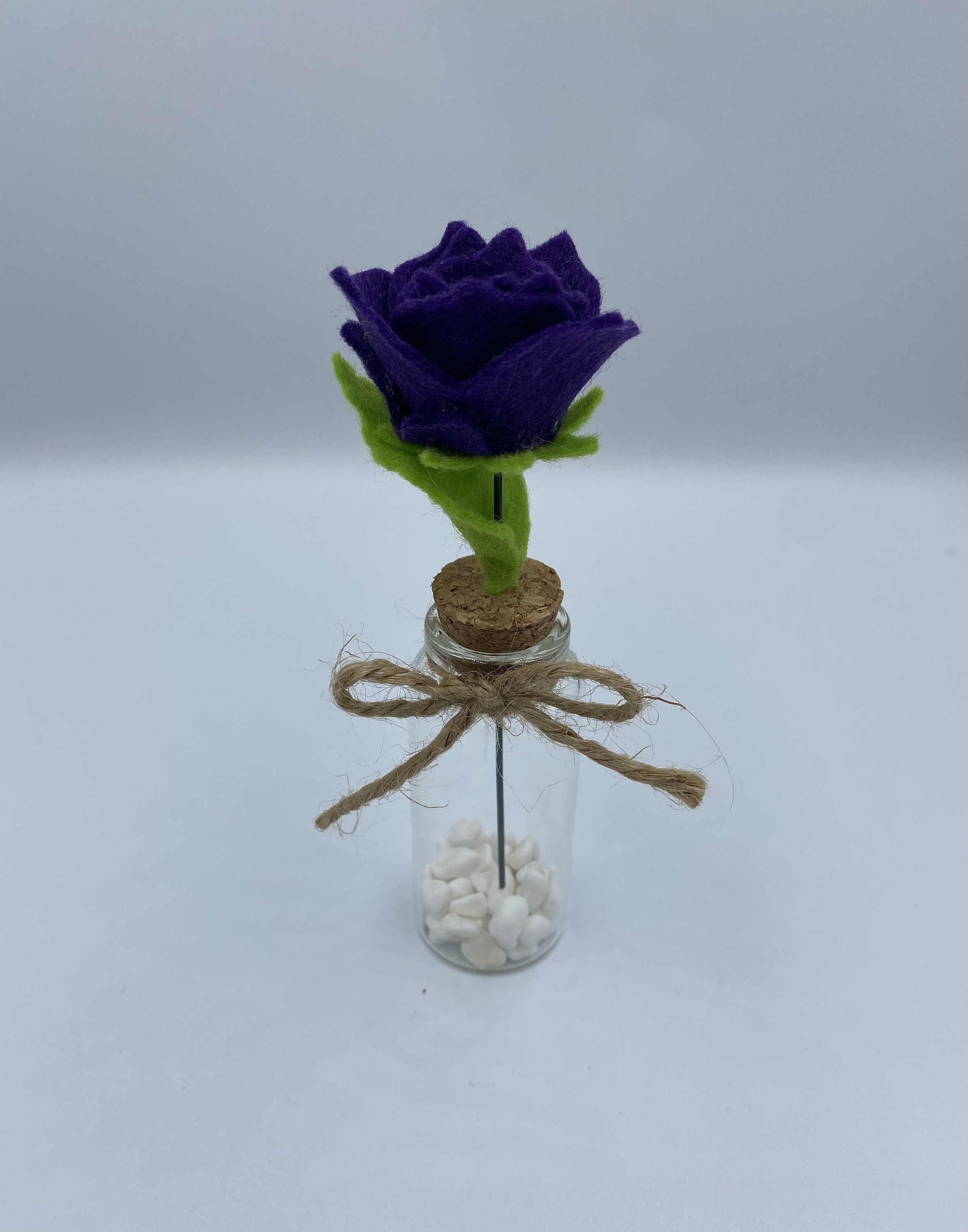 Mini rose in bottle felt flowers handmade gift wedding Etsy