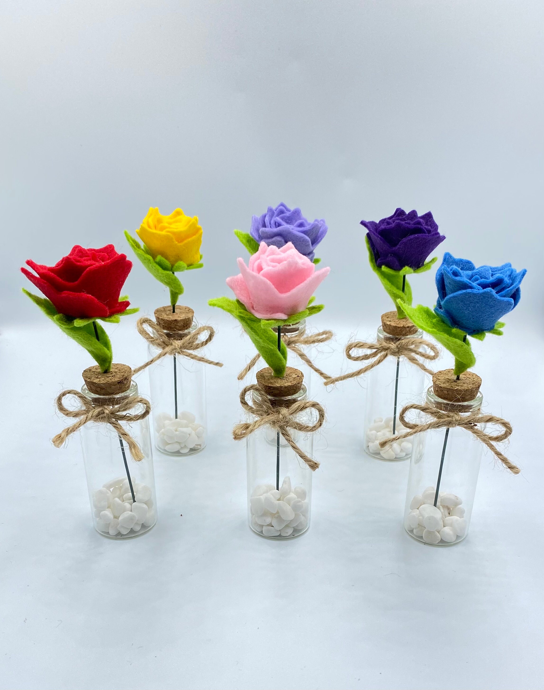 Mini rose in bottle felt flowers handmade gift wedding Etsy