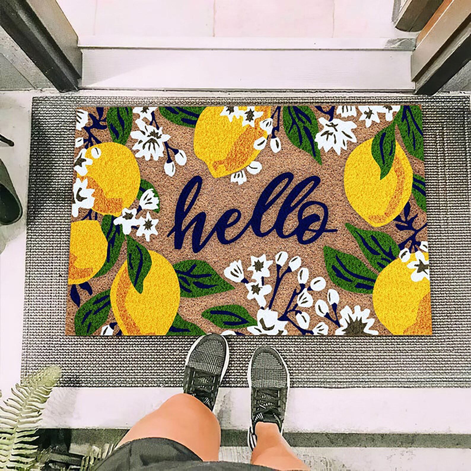 Hello Doormat Hello Spring Lovely Flower Doormat Summer Etsy