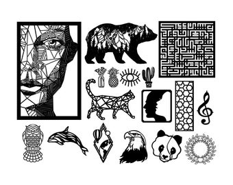 Archivo de dibujo vectorial de decoración de arte de pared para corte por láser, corte por plasma (dxf, dwg, pdf) Máquina CNC de metal y madera