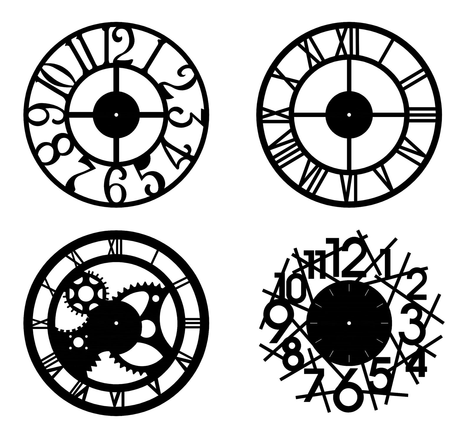 Wall clock models ready drawings readytocut dwg and dxf Etsy
