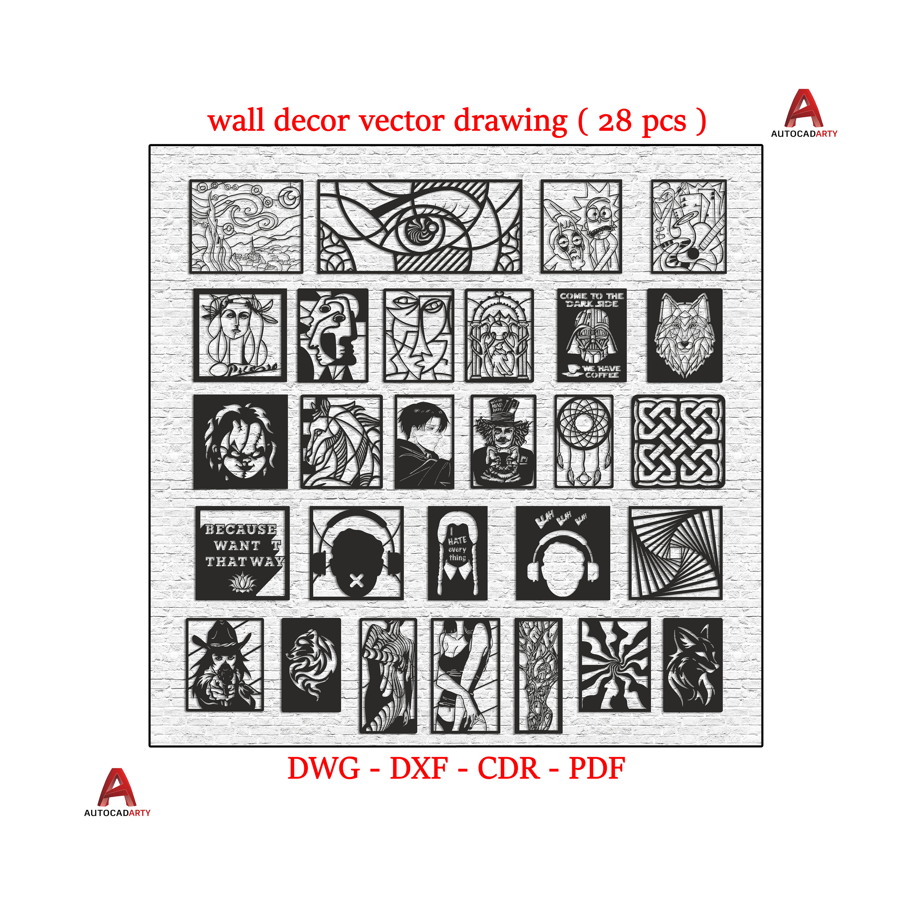 Svg Draw Files Wall Art Decor Vector Drawing File for Laser Cutting ,plasma Cutting ...