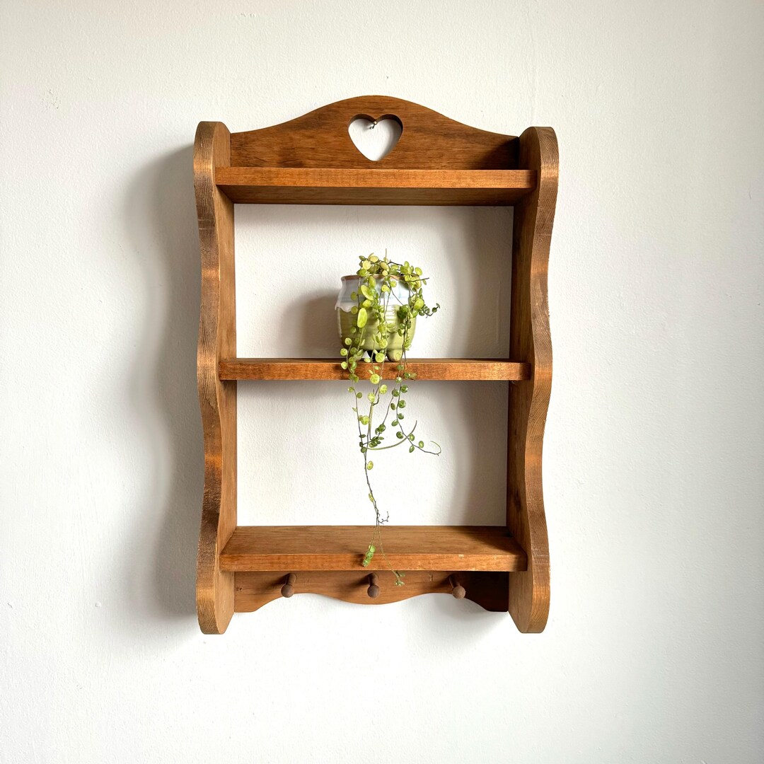 Vintage Wooden Countrycore Floating Knick Knack Shelf Heart Cut Out ...