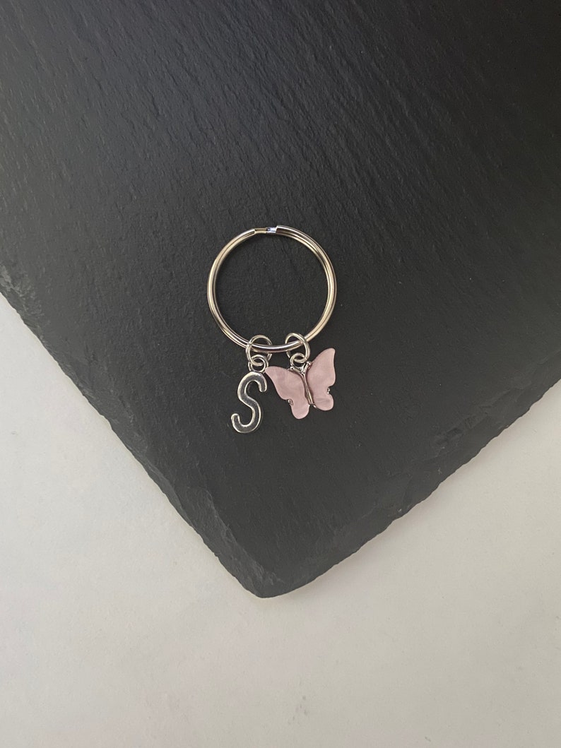 Personalised Silver Rhinestone Butterfly & Letter/Initial Charm Keyring Gift Personalised Silver Rhinestone Butterfly & Letter/Initial Charm Keyring Gift