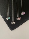 Personalized Initial Necklace: Silver Plated Disc, Butterfly Charm