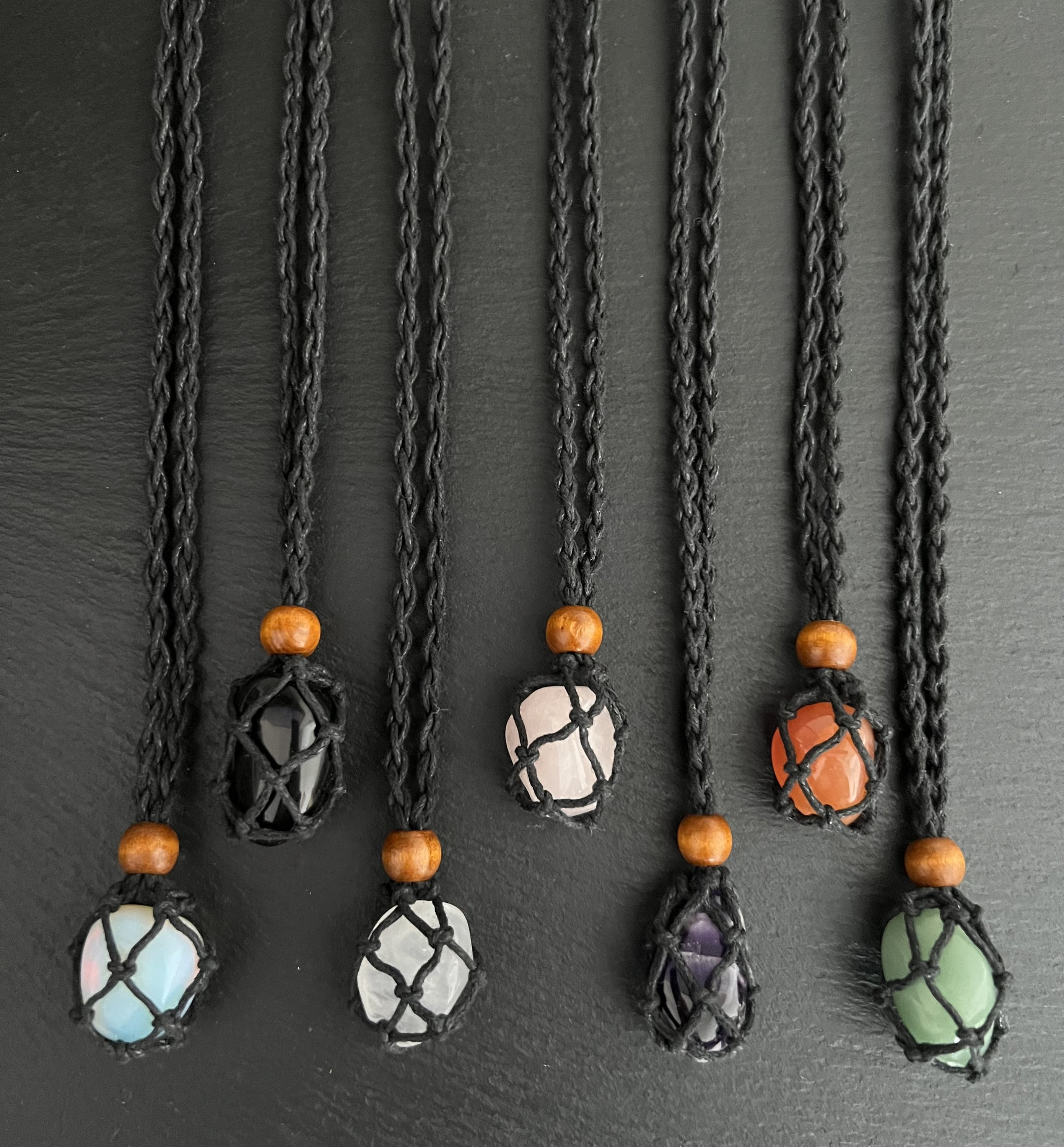 Crystal macrame necklace deals