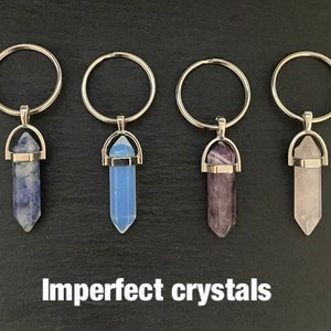 Crystal Point Imperfect Keyring Pillar Natural Gemstone Semi Precious Healing Keychain