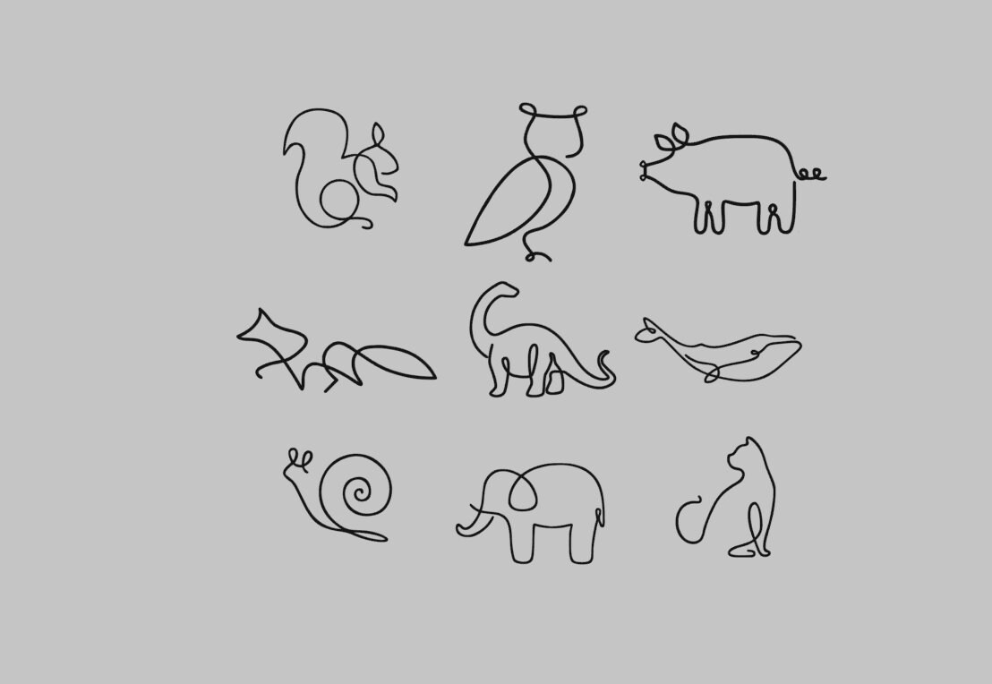 Bügelbild Line Art Single Line Tiere Verschiedene Größen & | Etsy
