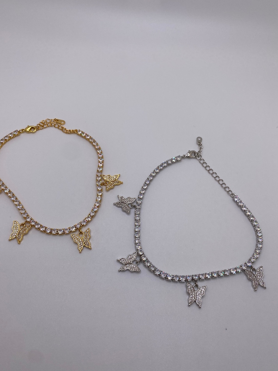 Gold and white gold plated ankle bracelet Etsy