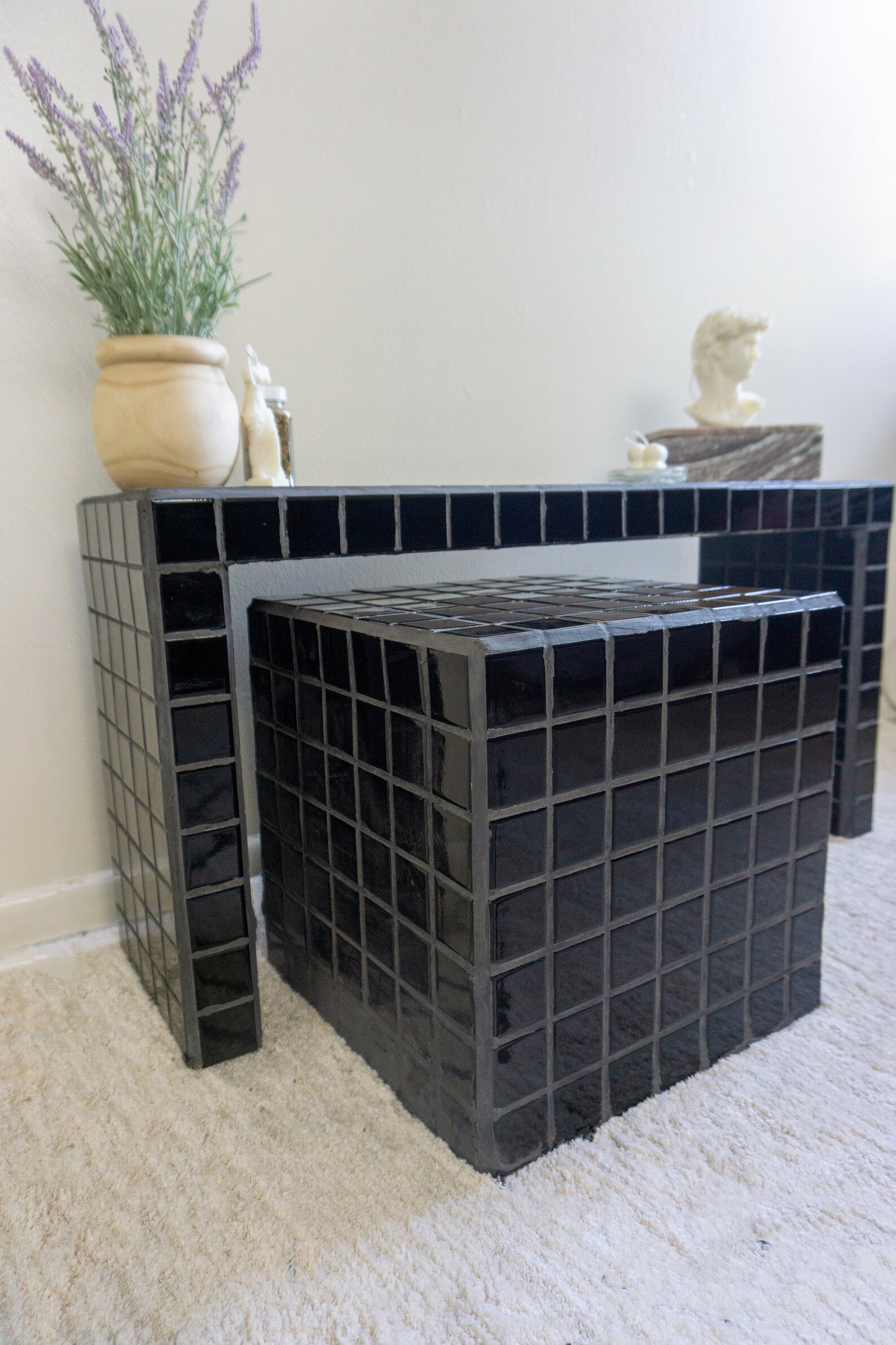 Black Cube Tile Table Ceramic Tile Table Functional Design Etsy