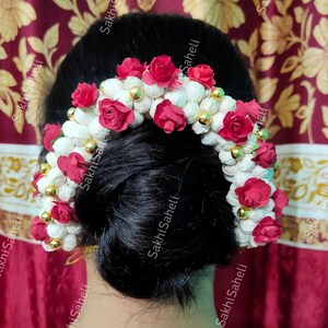 Rose Jamsmin Gajra for Hair Mogra Jhumar Veni Artificial Floral Jewelry Wedding Reusable Sola Wood Juda for Bride Classical Dance Jewelry 1