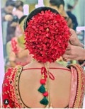 Red Orchid Hair Bun Gajra Reusable Bun Flower Jewelry for Wedding Bridal Juda for Bride Indian Floral Bun Bollywood Style Classical Dance