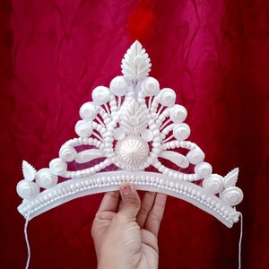 Bridal Sithi for Wedding Shola Mukut for Bengali Wedding Indian Bridal Crown Classical Dance Indian Topor Women Bangali Tiara Designer Mukut