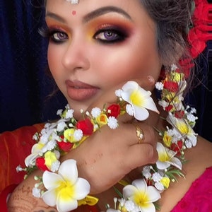 Floral Jewelry Set for Haldi Bridal Necklace, Earrings, Mangtika, Hand Gajra, Flower Jewelry for Wedding, Mehendi, Baby Shower