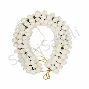 Artificial Gajra for Hair White Mogra Jasmine Veni Reusable Flower Jewelry Indian Wedding Sola Wood Juda for Bride Classical Dance Jewelry